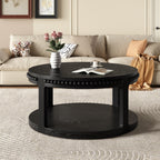 Black coffee table — styled view