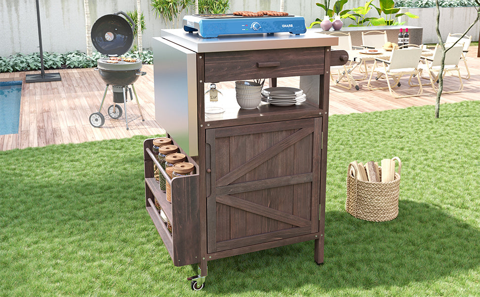 Brown kitchen island — side view