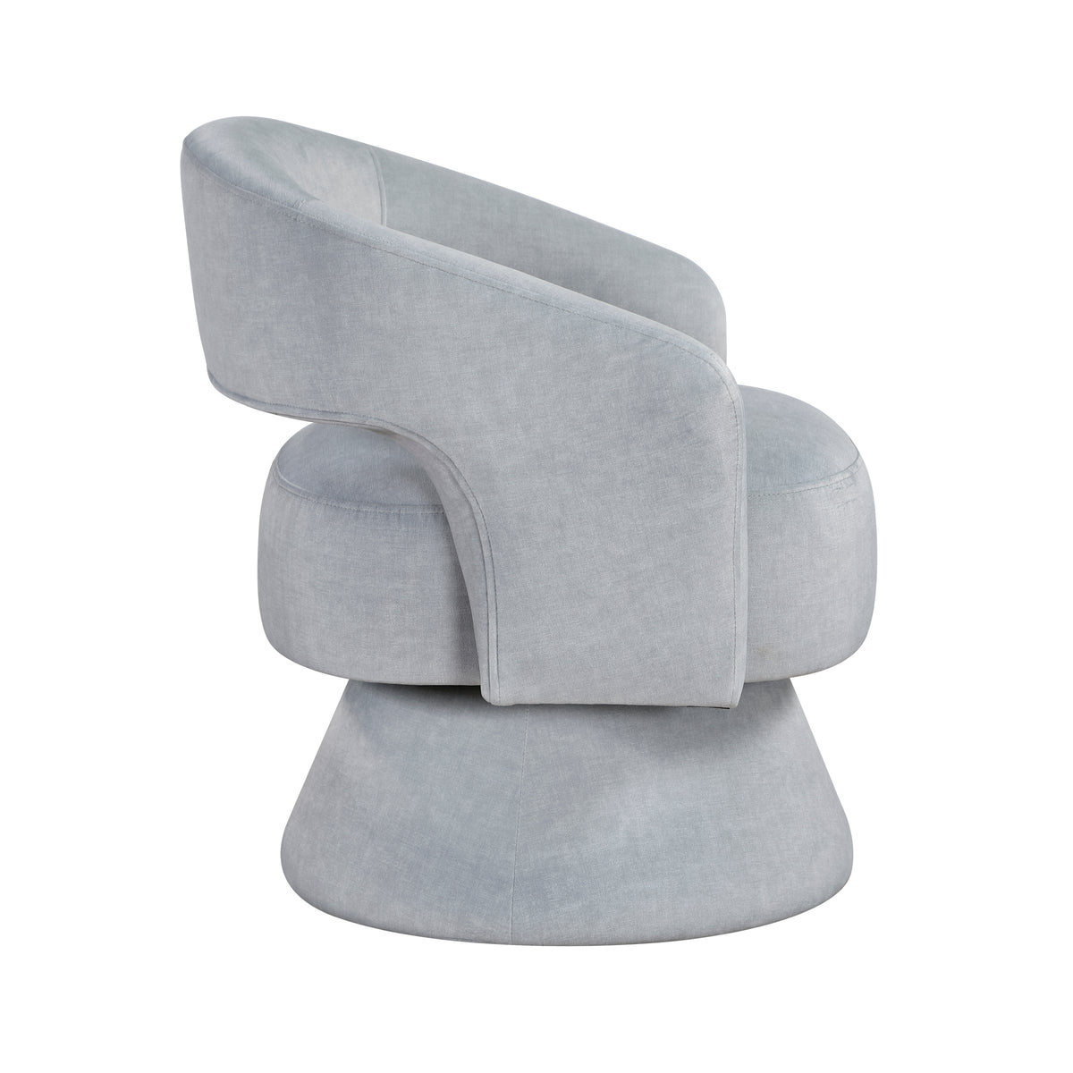 Gray accent chair — styled view