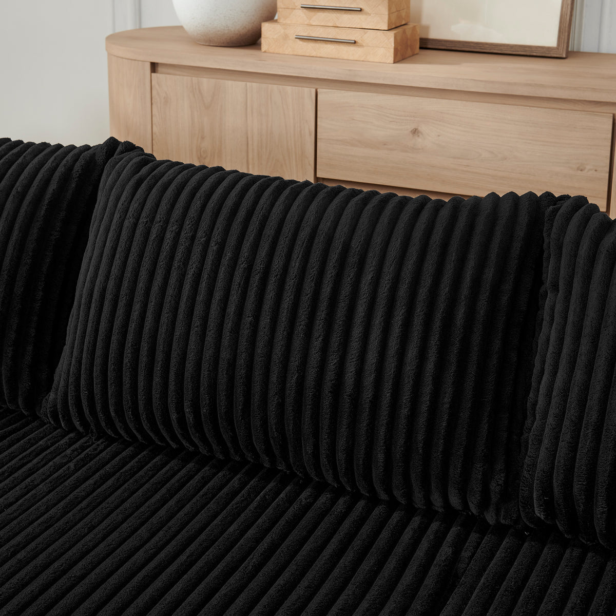Black sofa — styled view
