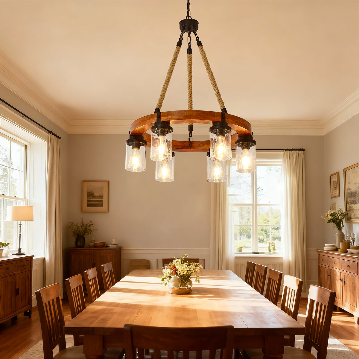 Matte Black chandelier — detail view