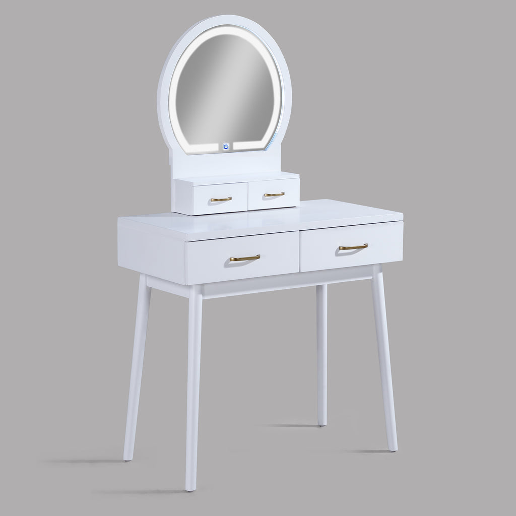White vanity desk — front view