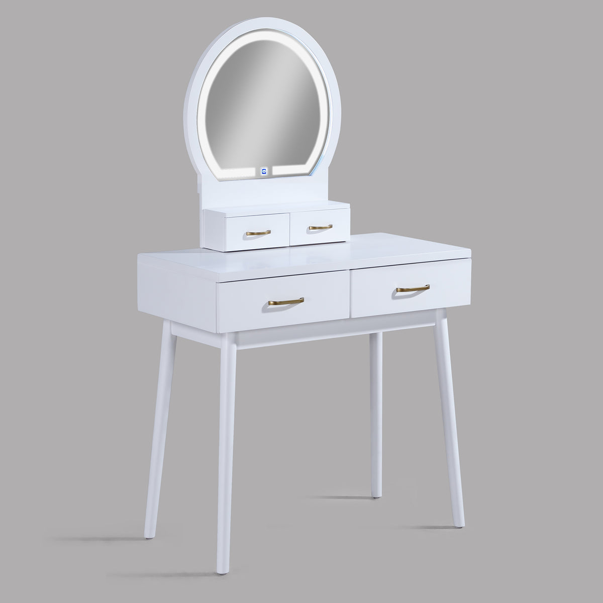 White vanity desk — front view