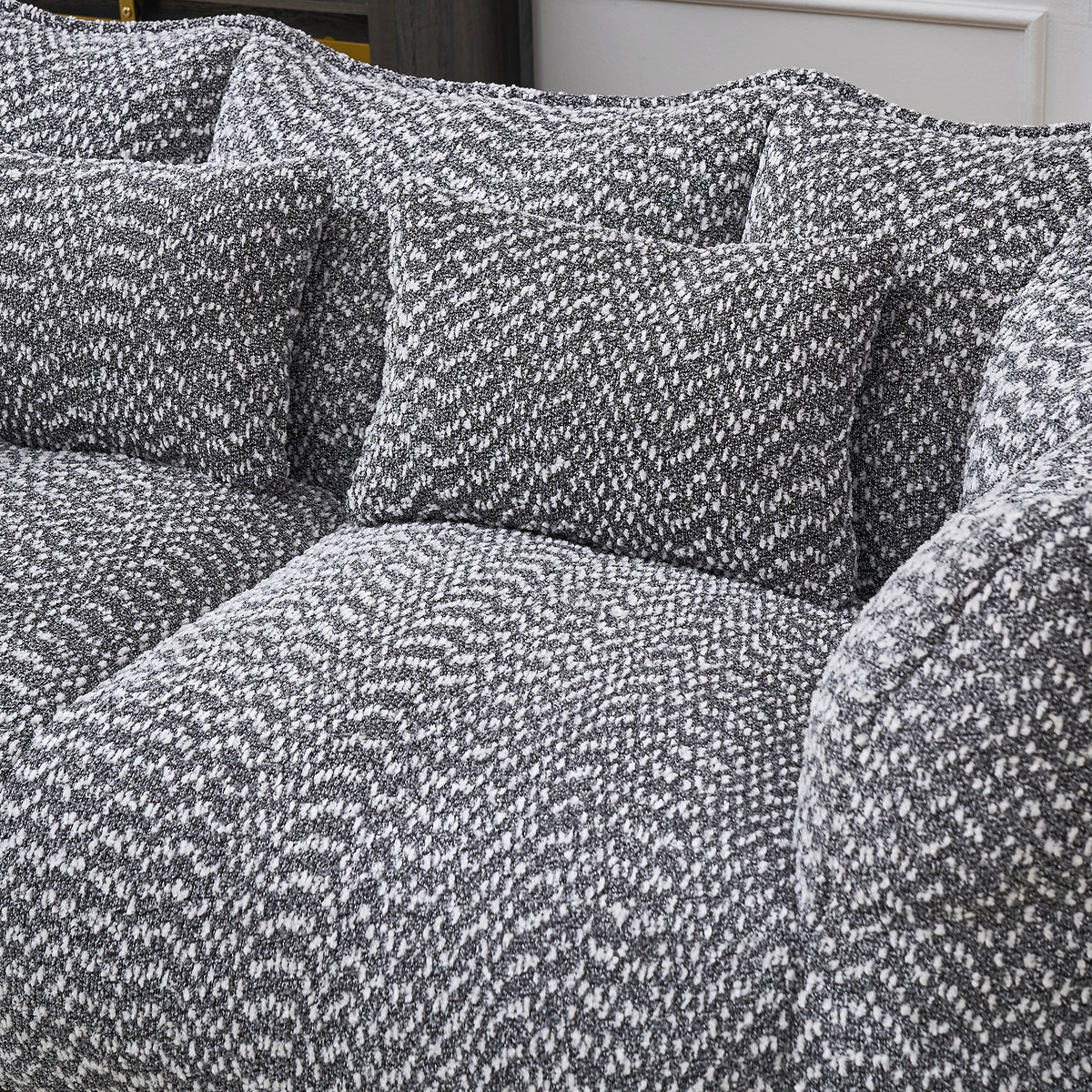 Olive Green accent chair — styled view