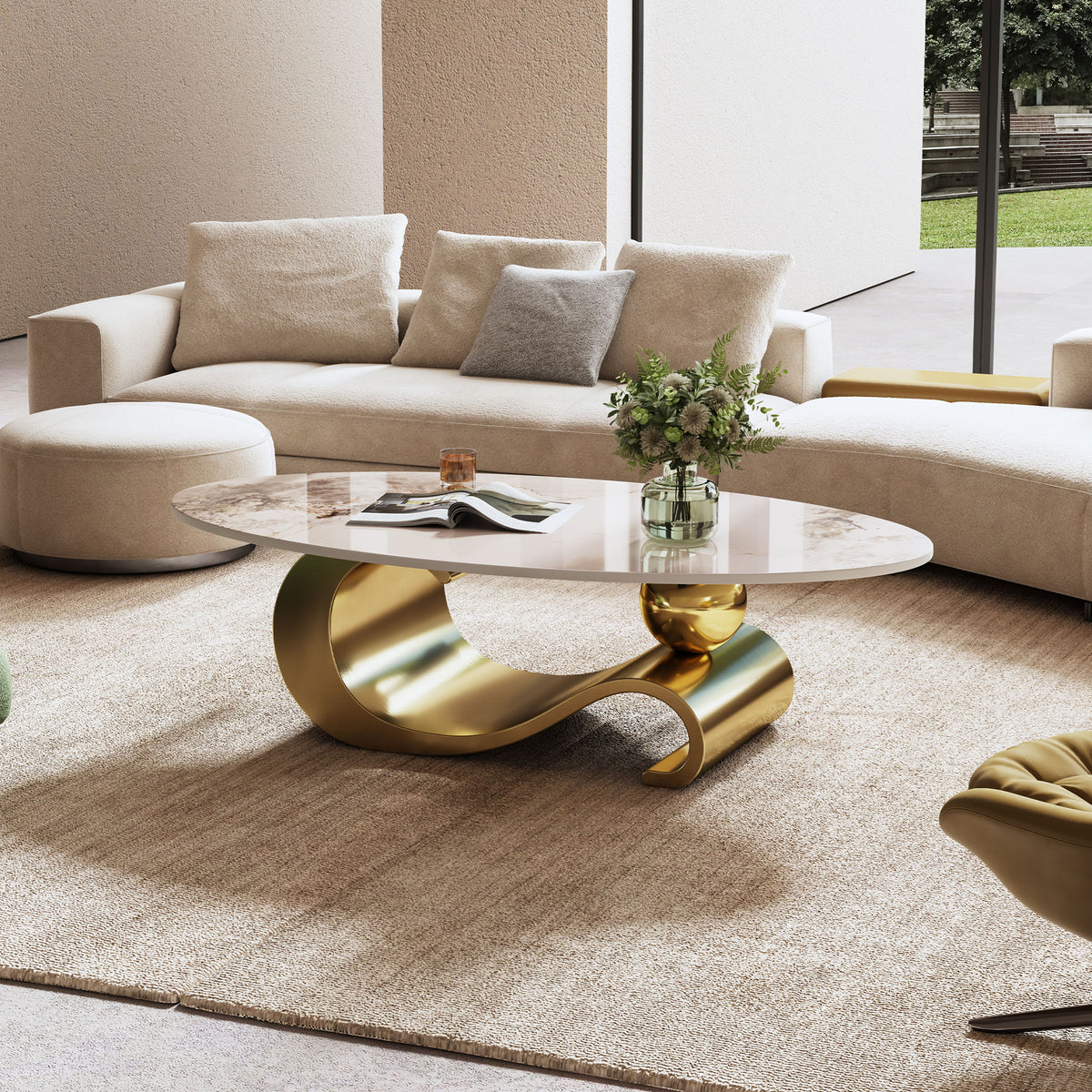 Gold coffee table — front view