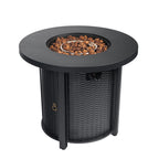 Black patio heater — detail view