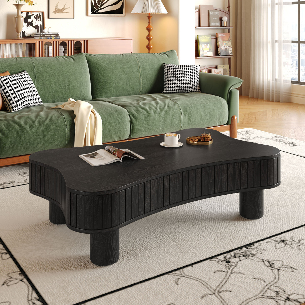 Black coffee table — front view