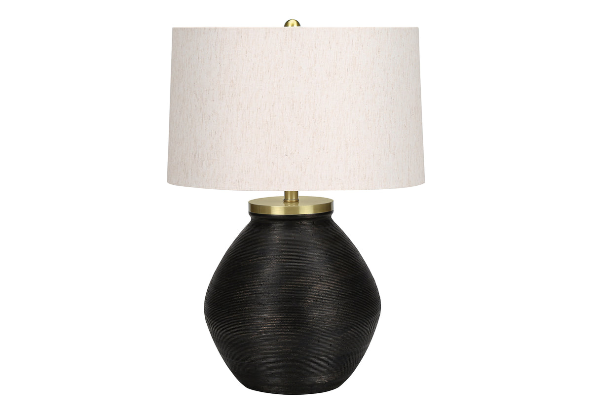 Black table lamp — front view