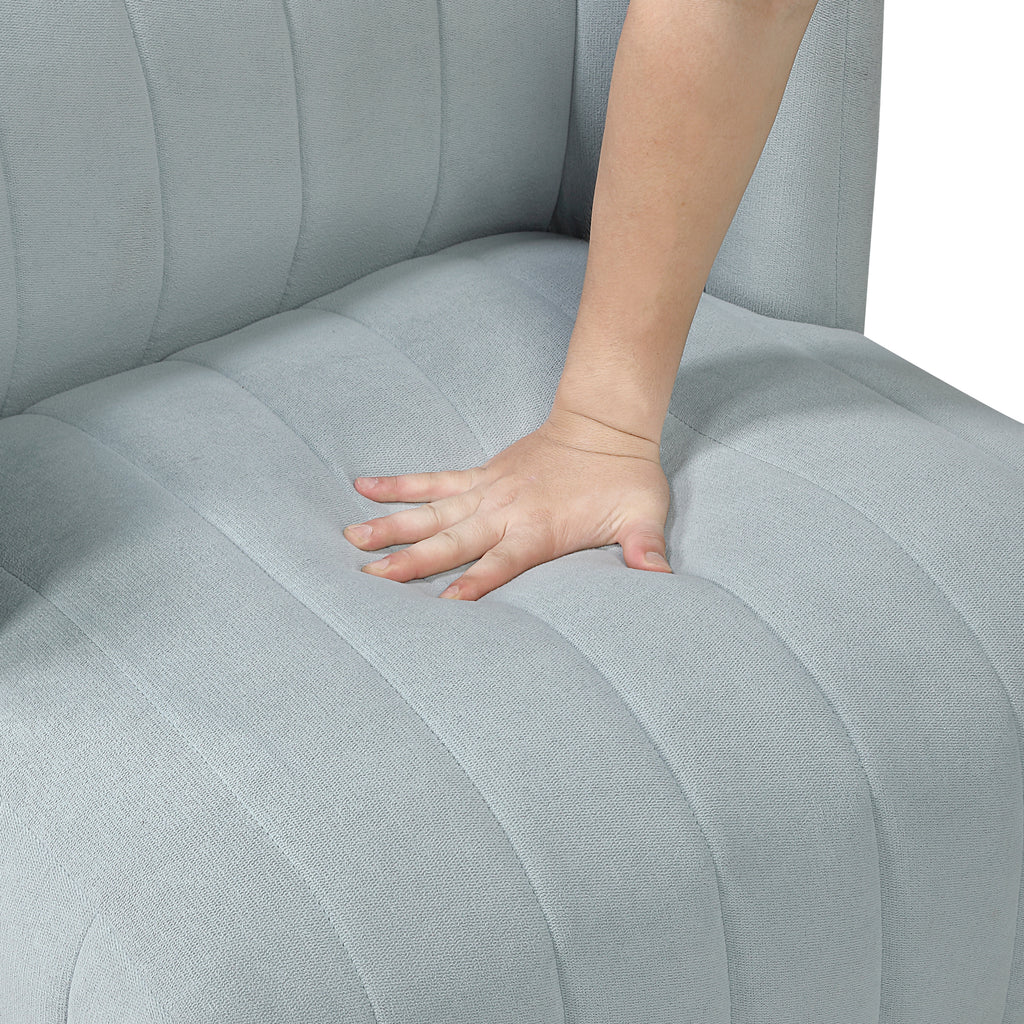 Aqua Blue barrel accent chair — alternate angle