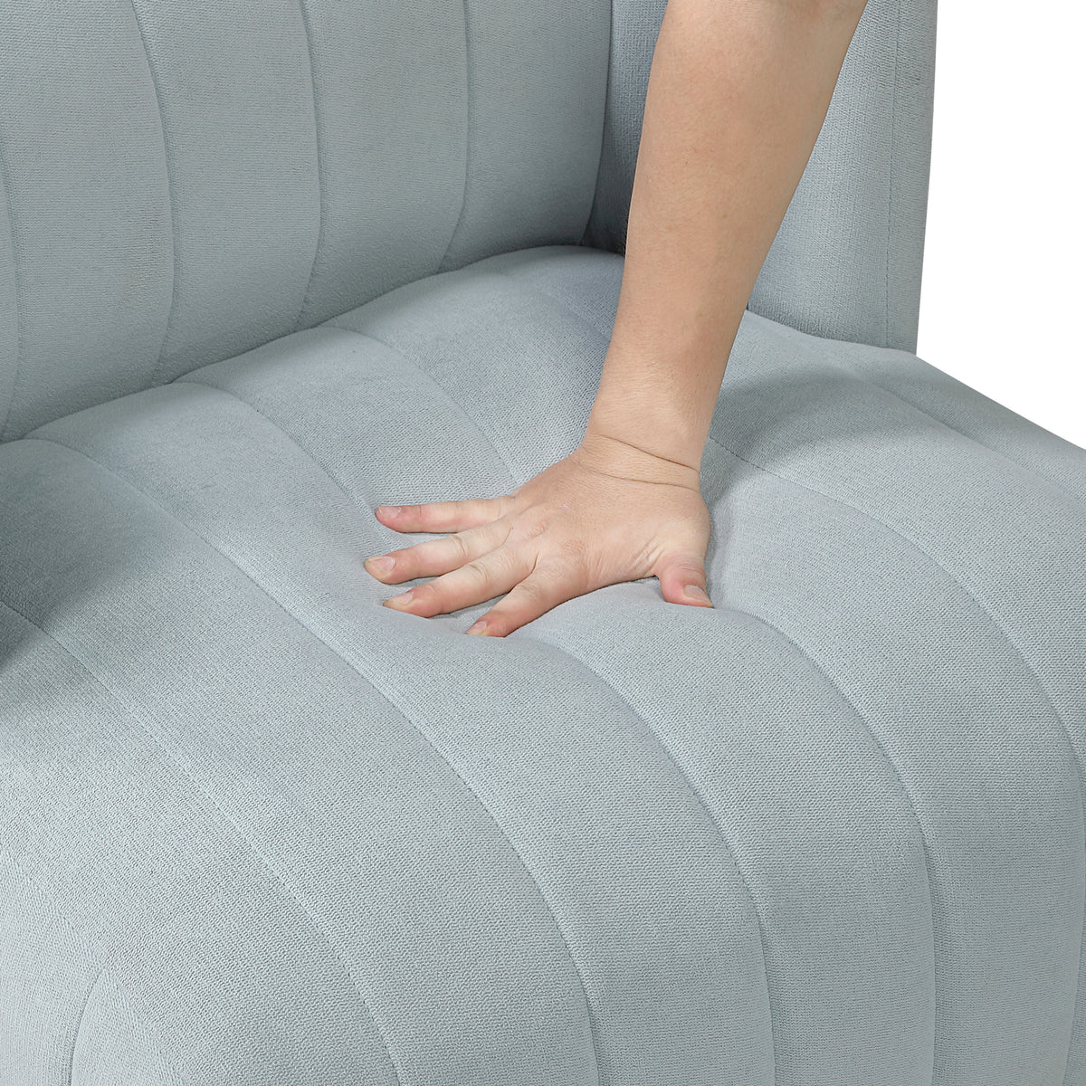 Aqua Blue barrel accent chair — alternate angle