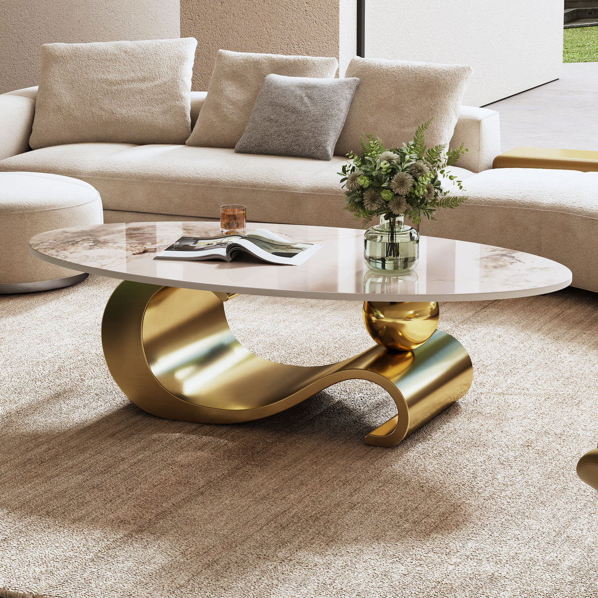 Gold coffee table — detail view