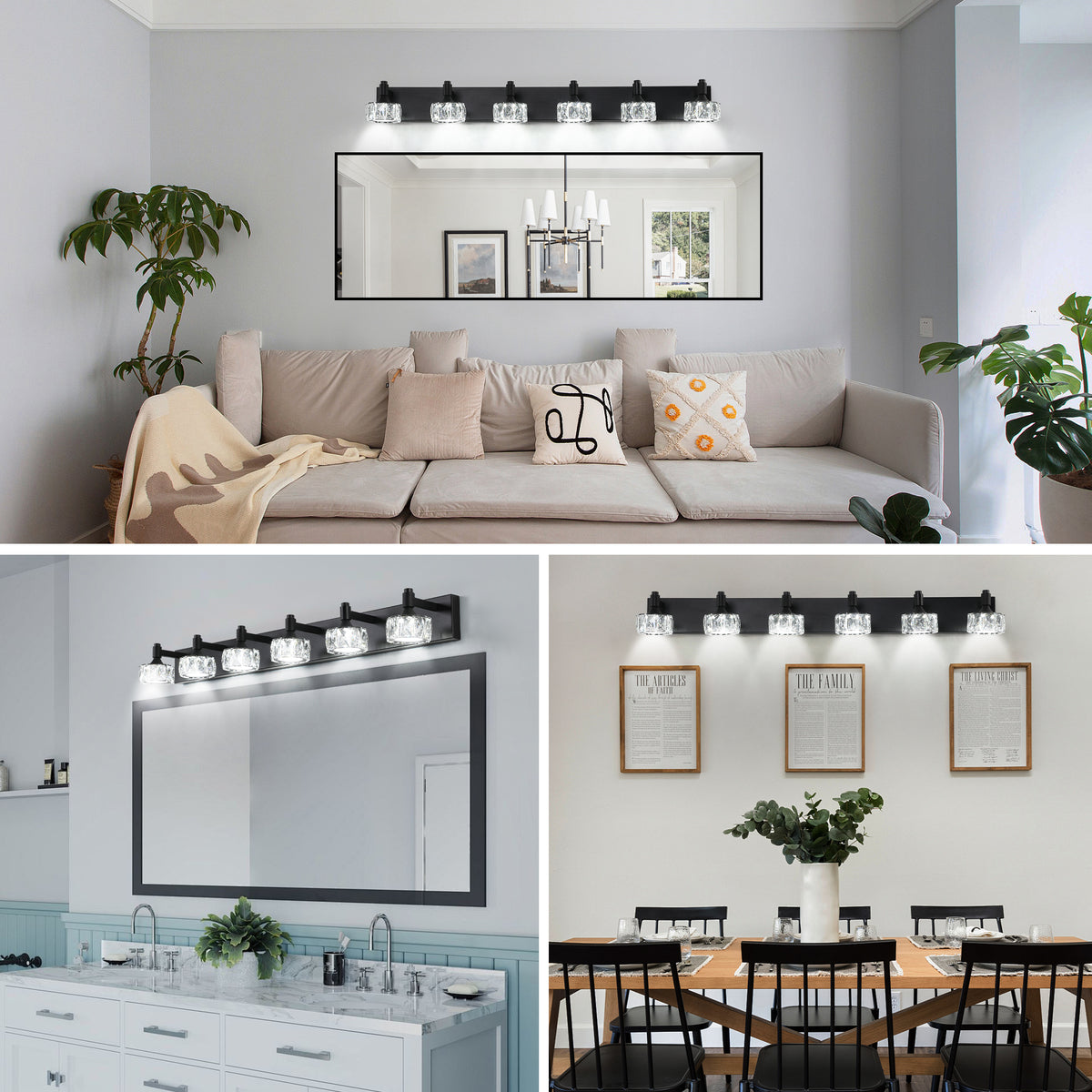 Black wall light — styled view