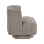 taupe barrel accent chair — side view