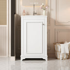 White bathroom vanity — detail view