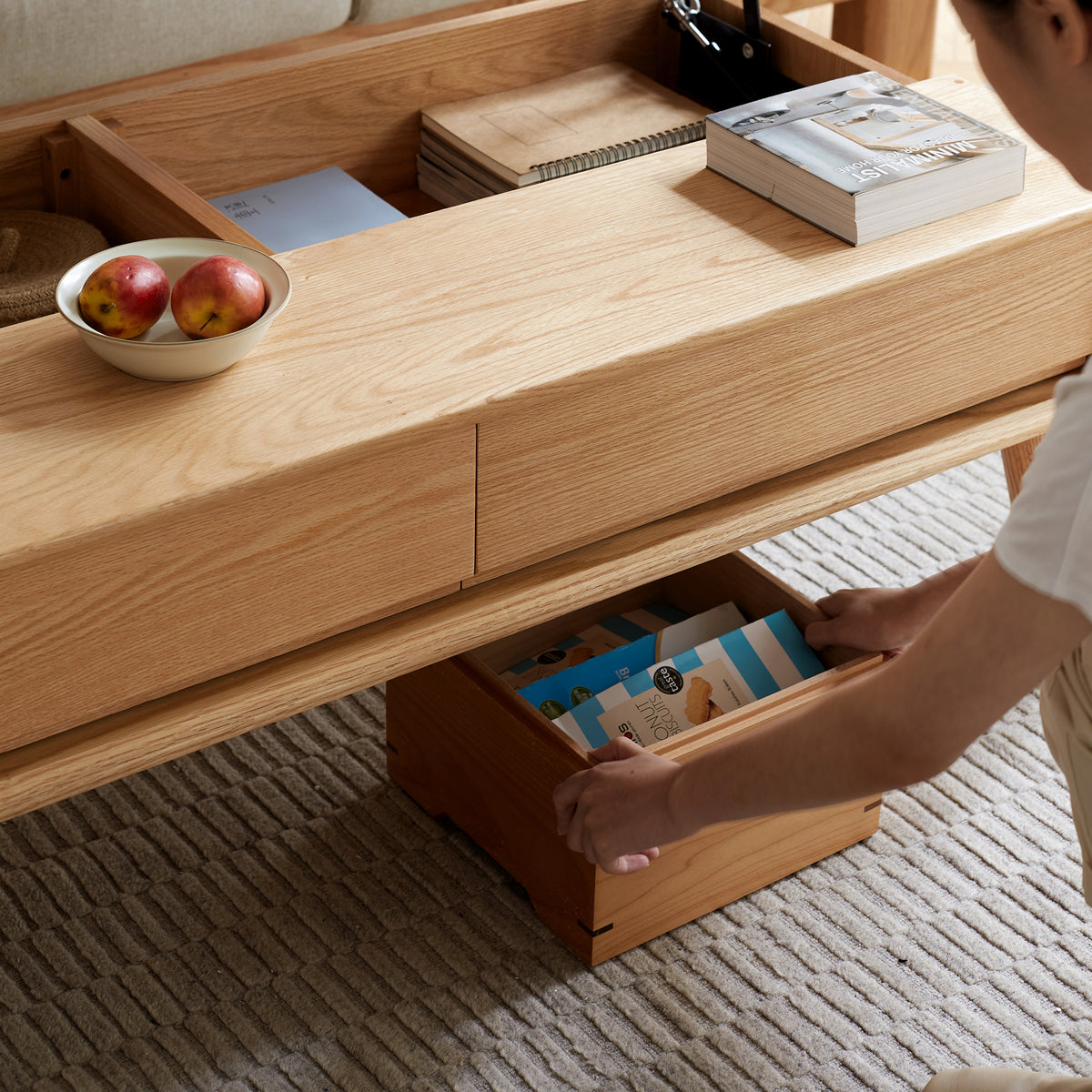 Natural Wood coffee table — detail view