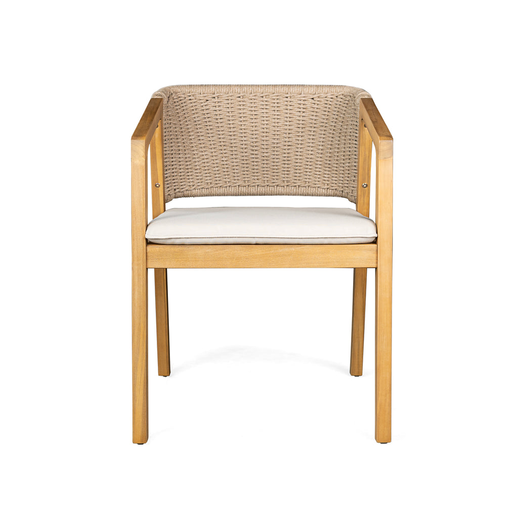 Cream outdoor chair — side view