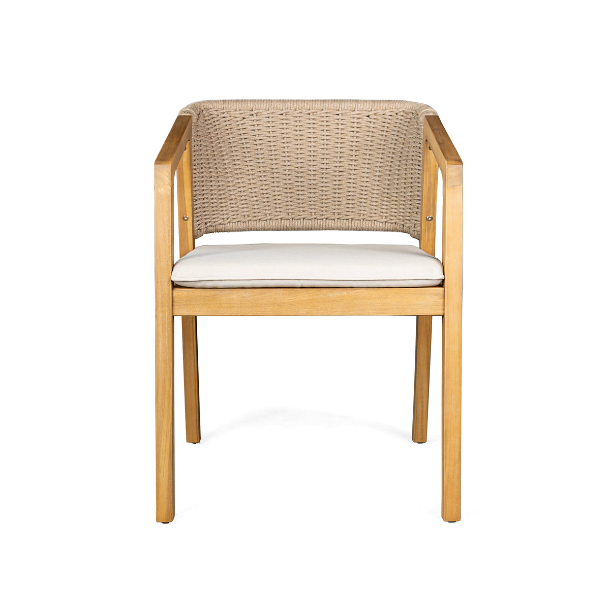 Cream outdoor chair — side view