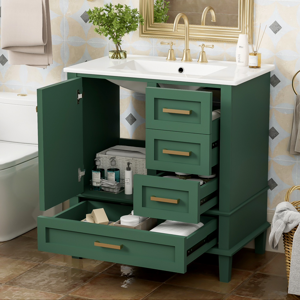 Green bathroom vanity — product view