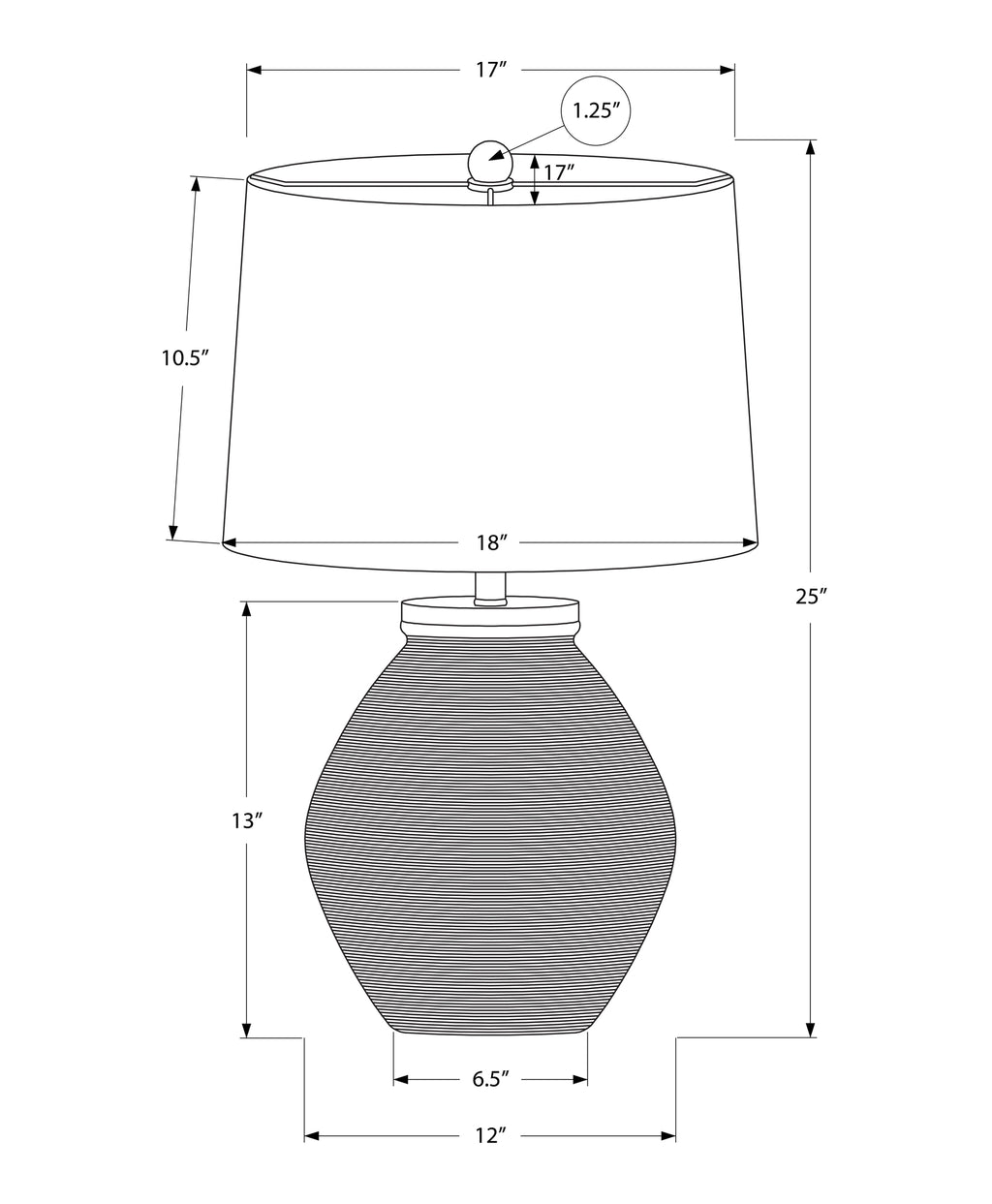 Black table lamp — detail view