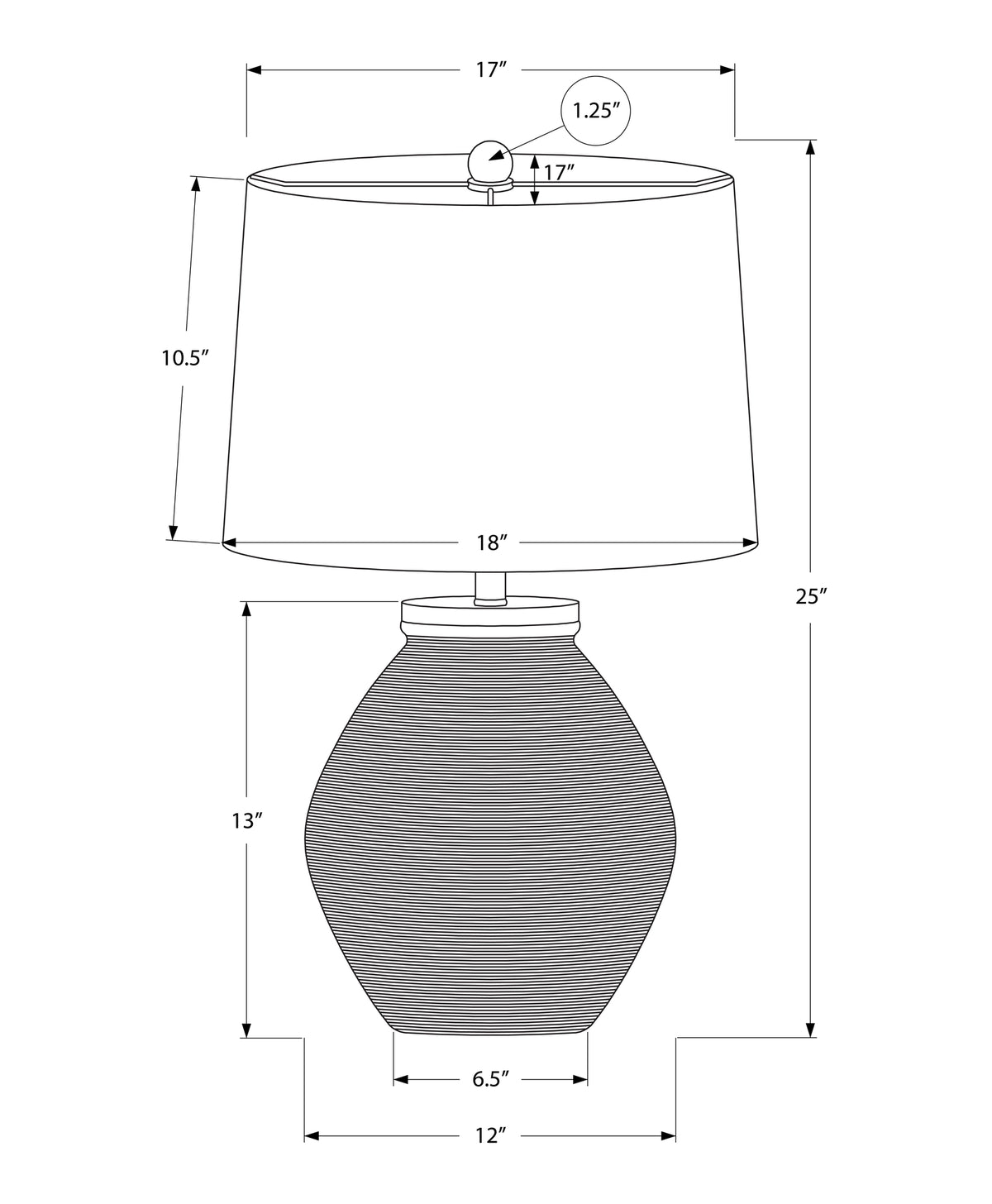 Black table lamp — detail view
