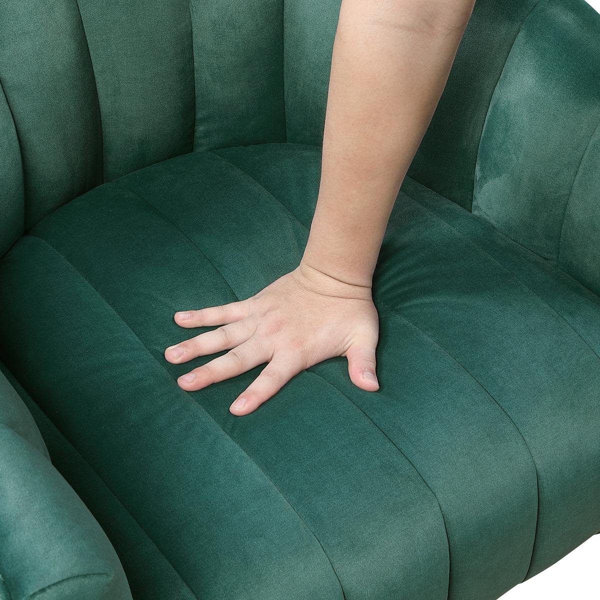 Dark Green barrel accent chair — alternate angle