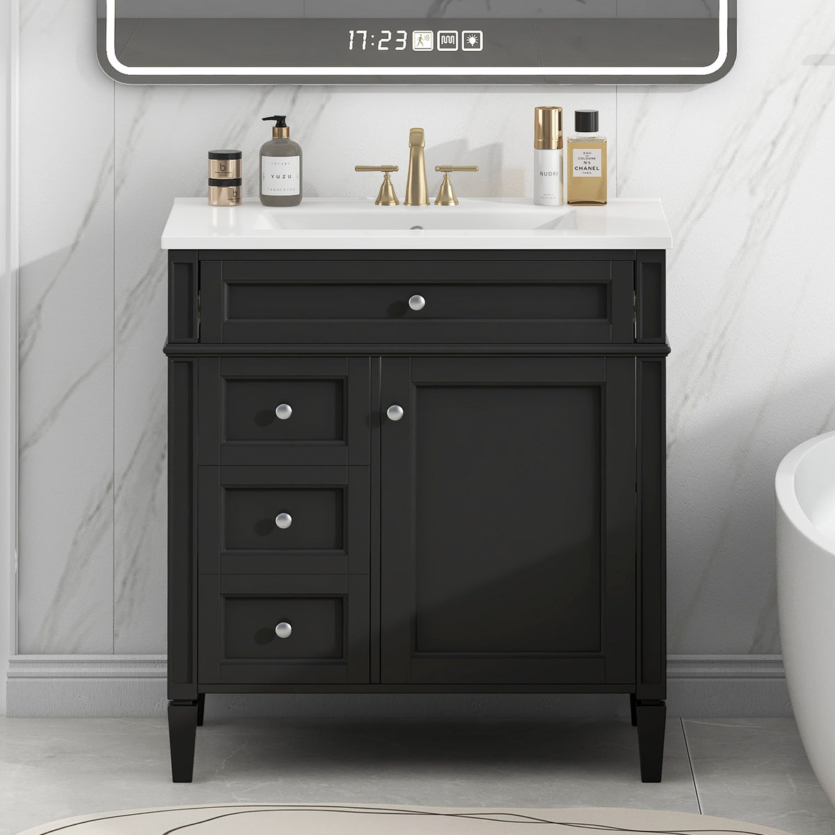 Black bathroom vanity — product view
