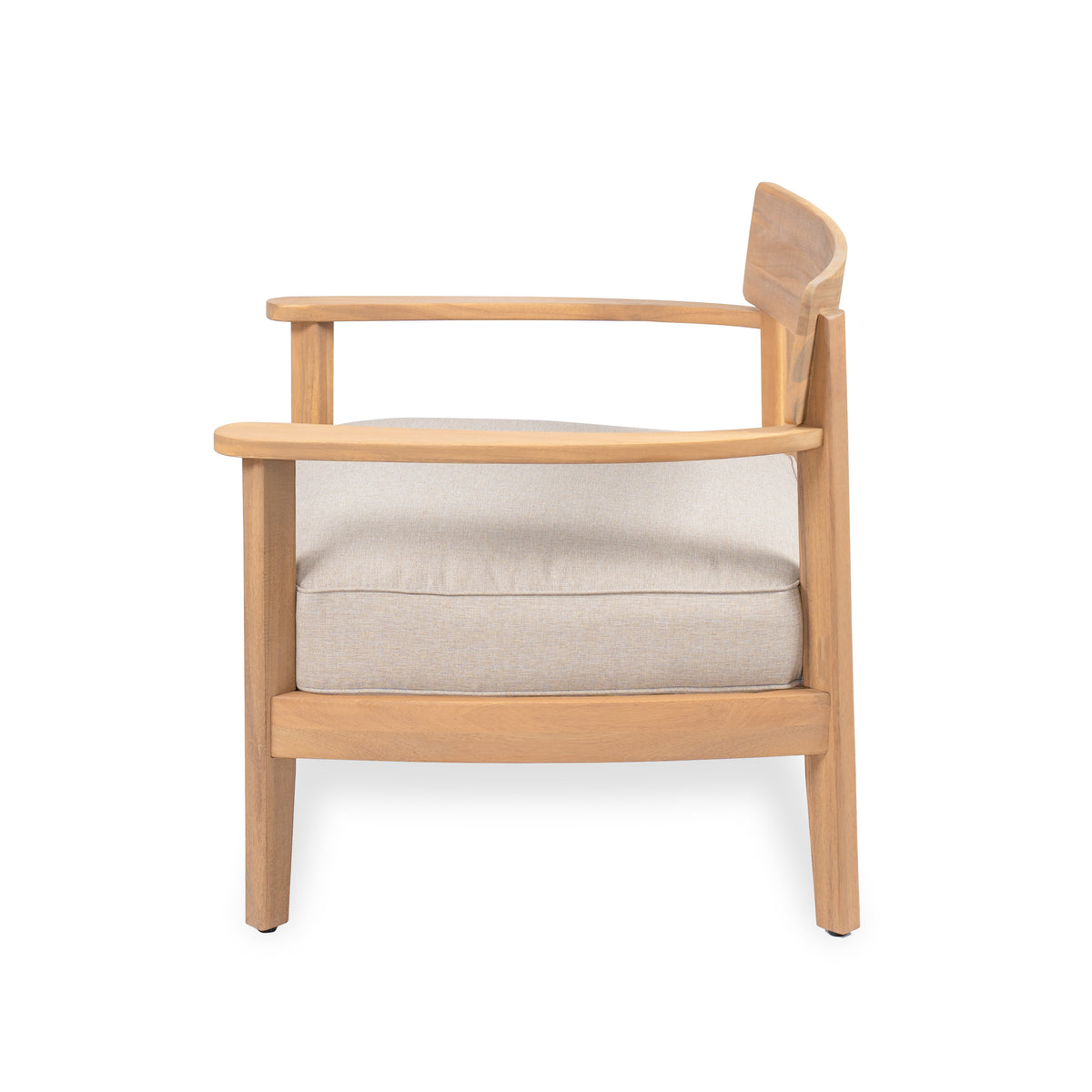 Teak outdoor chair — styled view
