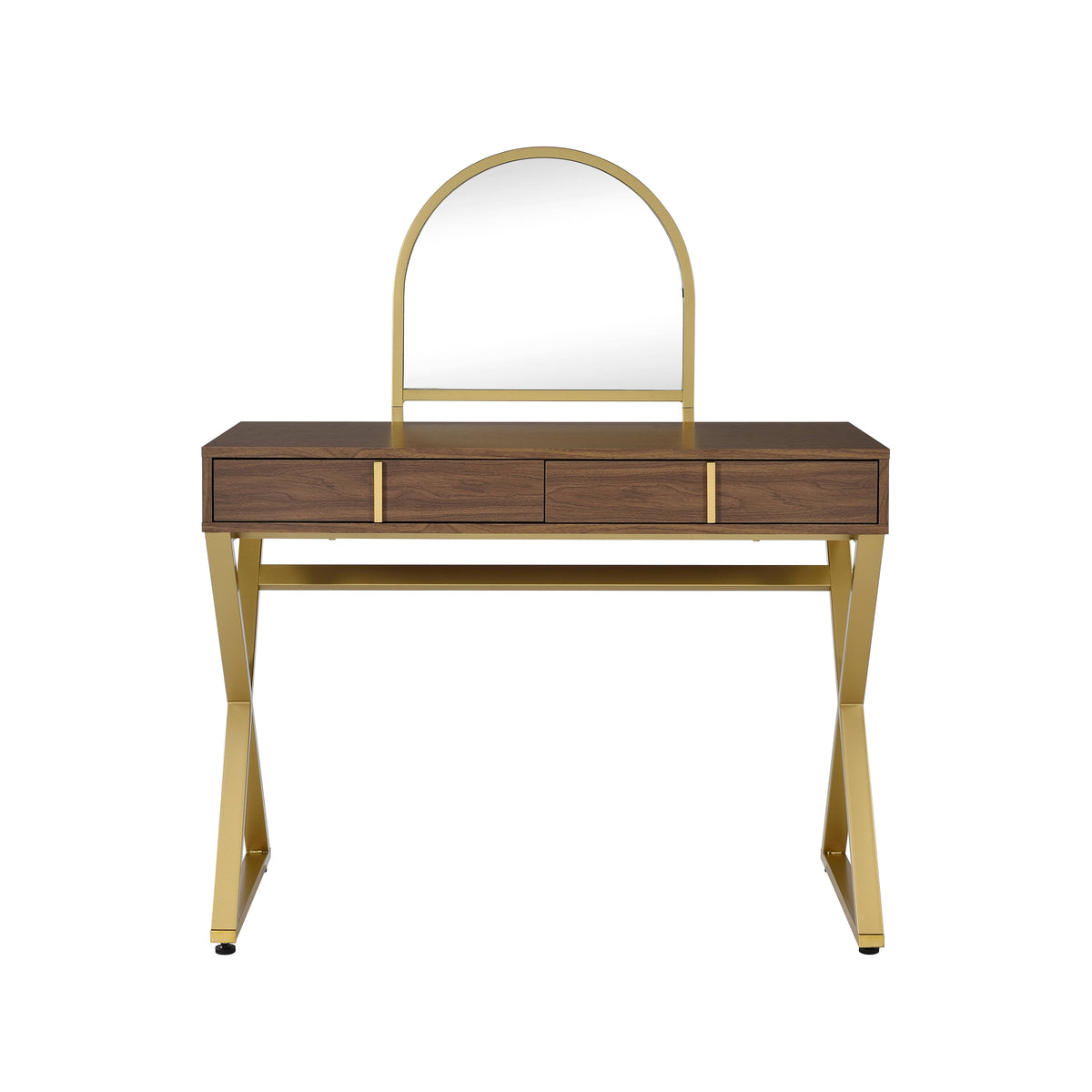 Gold vanity desk — styled view