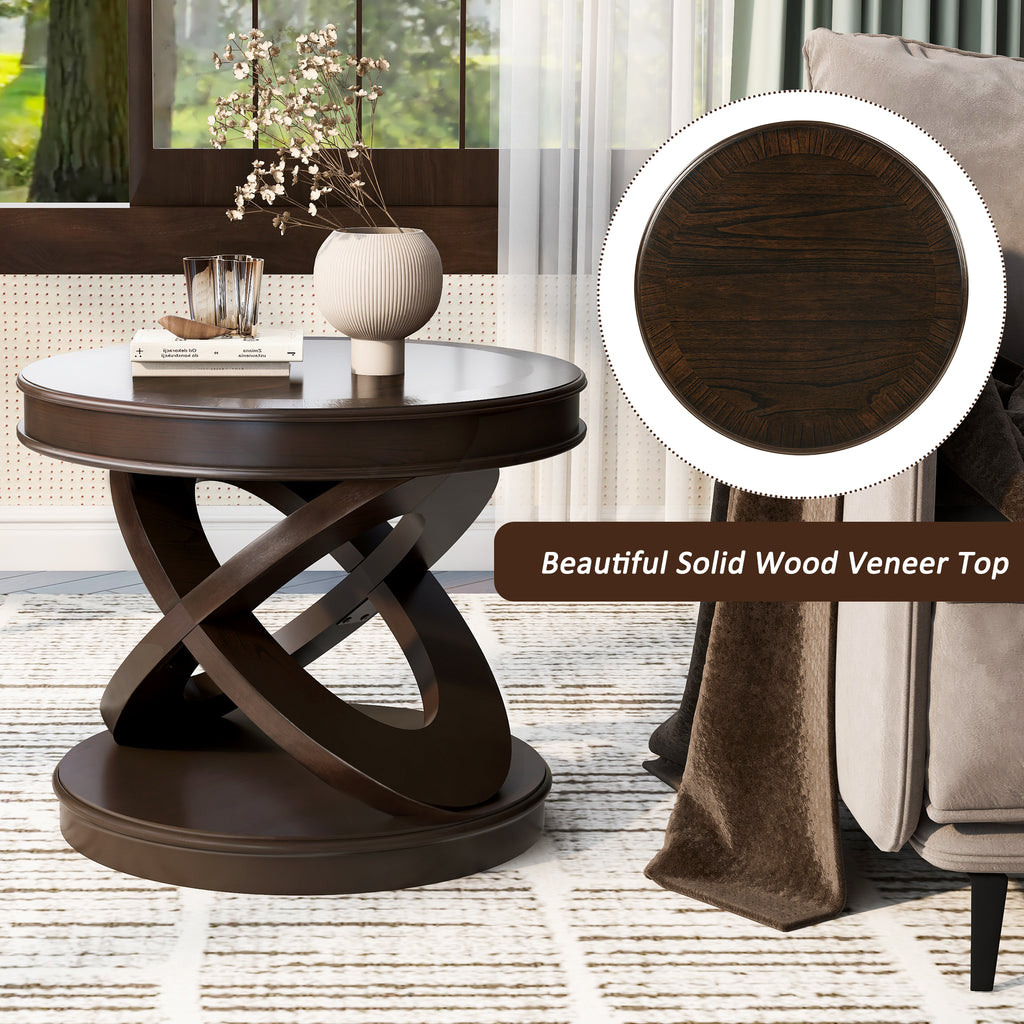 Espresso side table — side view