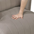 taupe barrel accent chair — alternate angle