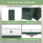 Green bathroom vanity — side view