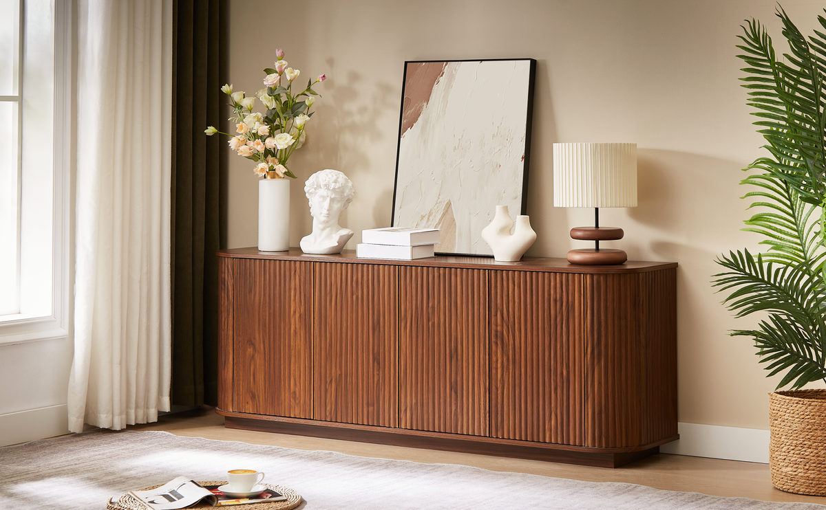 Walnut storage cabinet — alternate angle