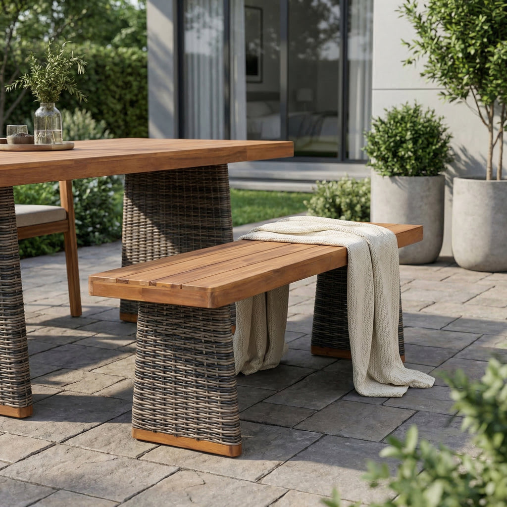 Grey outdoor bench — product view
