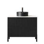 Black White bathroom vanity — detail view