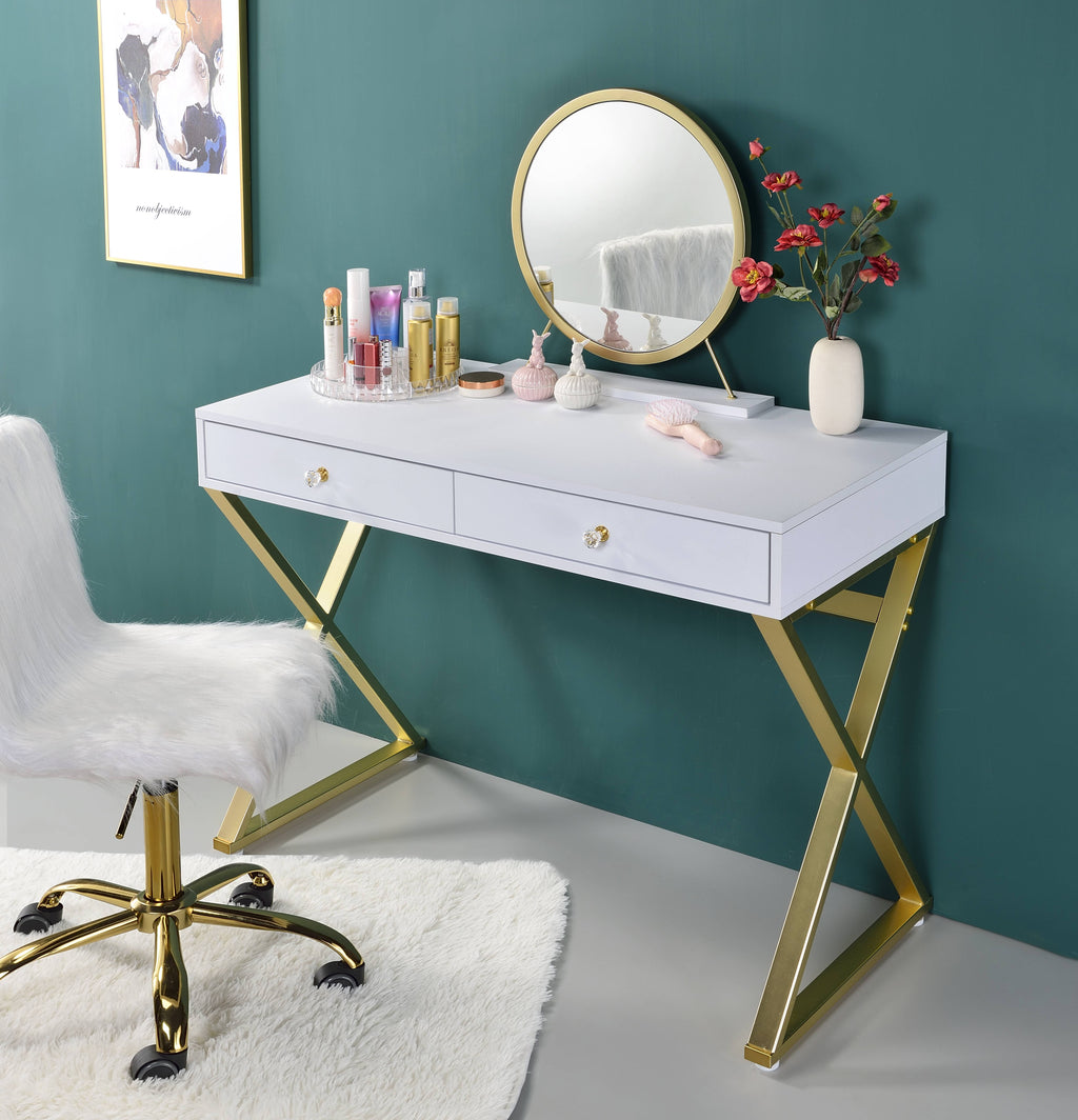 Gloss White vanity desk — product view
