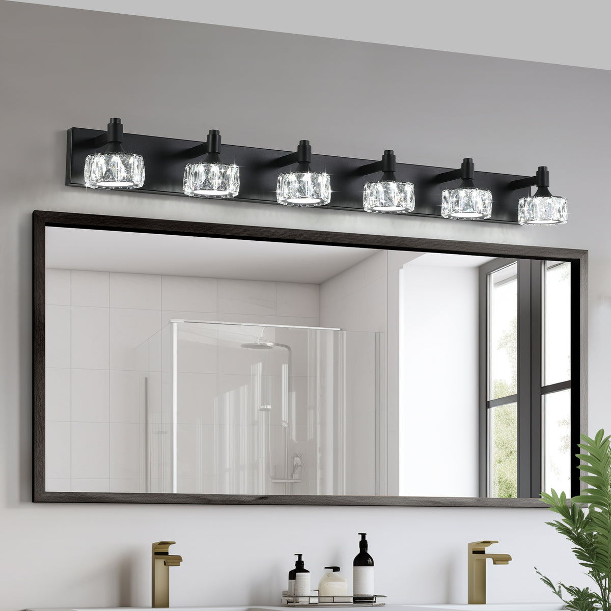 Black wall light — front view