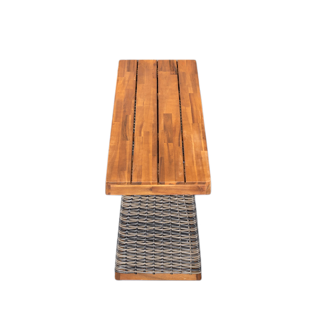 Grey outdoor bench — alternate angle