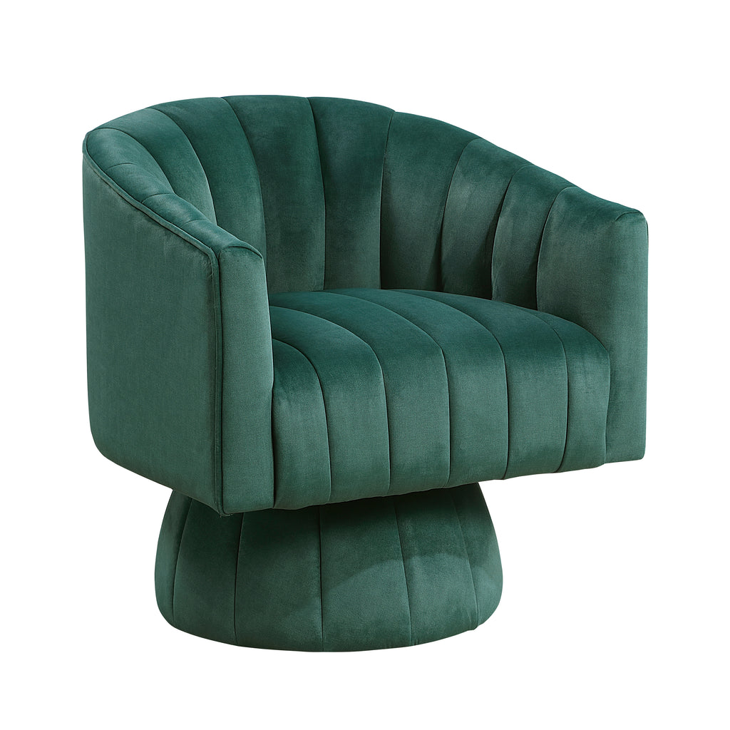 Dark Green barrel accent chair — detail view