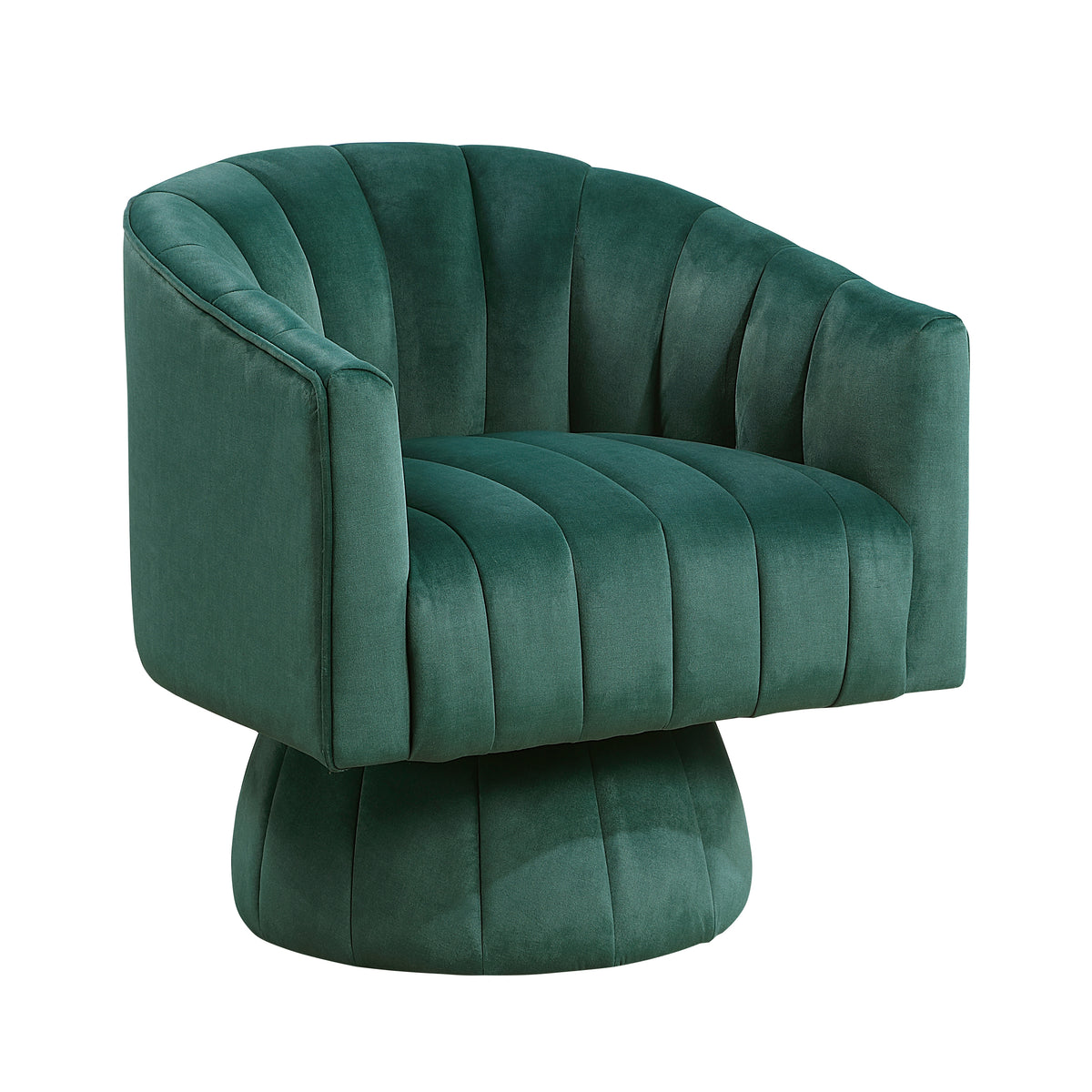 Dark Green barrel accent chair — detail view