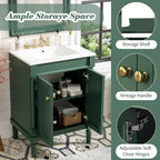 Green bathroom vanity — alternate angle