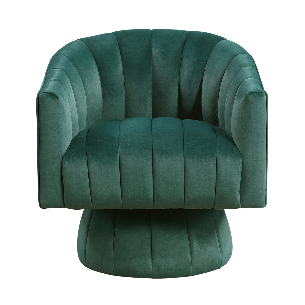 Dark Green barrel accent chair — front view