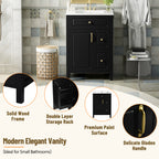 Black bathroom vanity — styled view