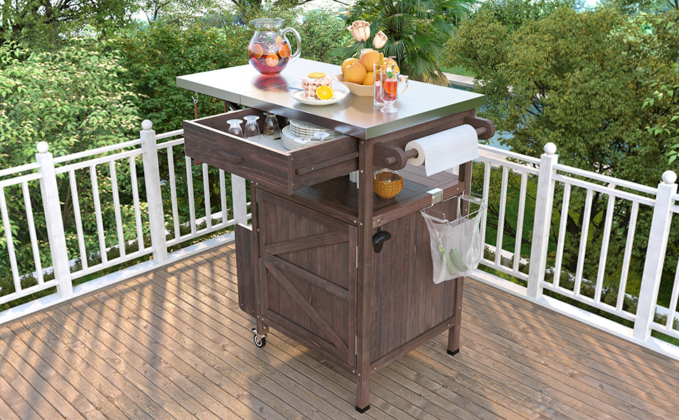 Brown kitchen island — alternate angle