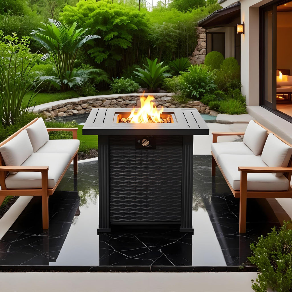 Black Brown patio heater — alternate angle