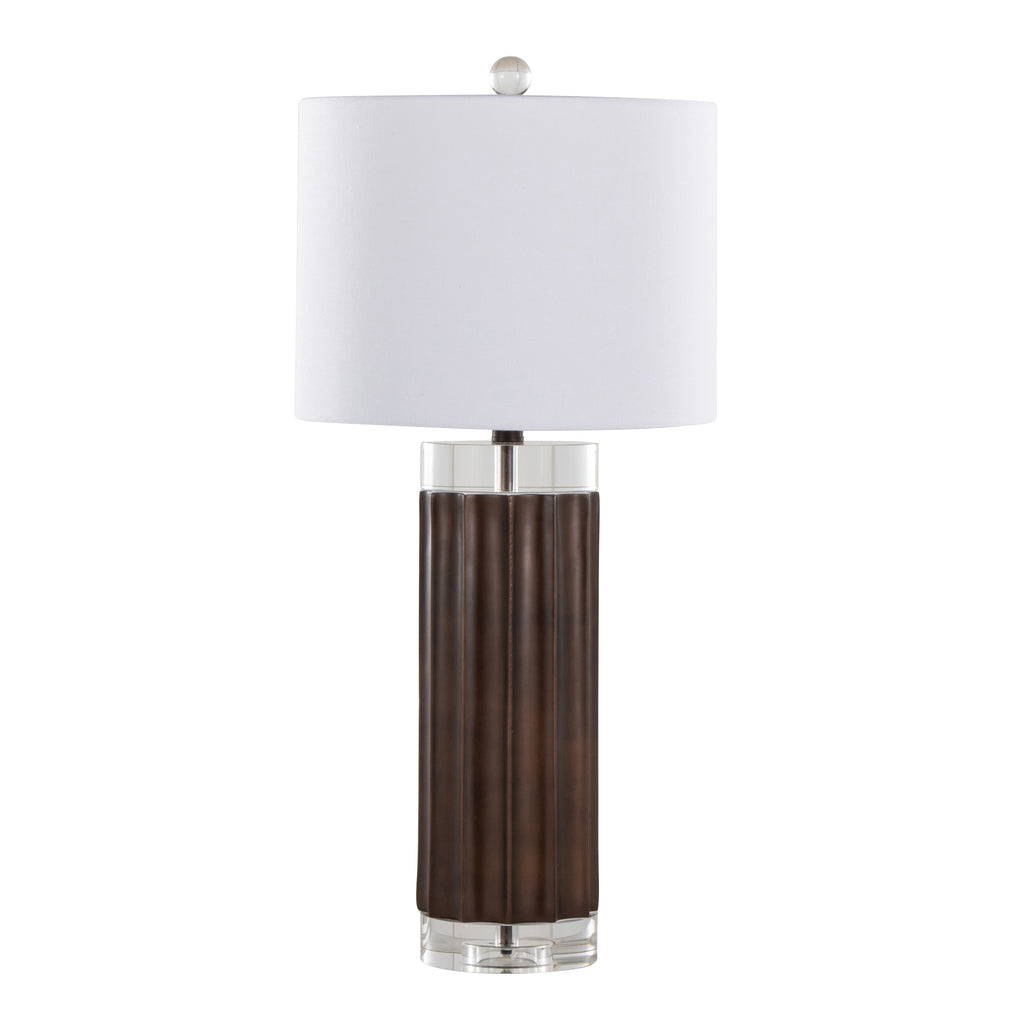 Brown table lamp — styled view