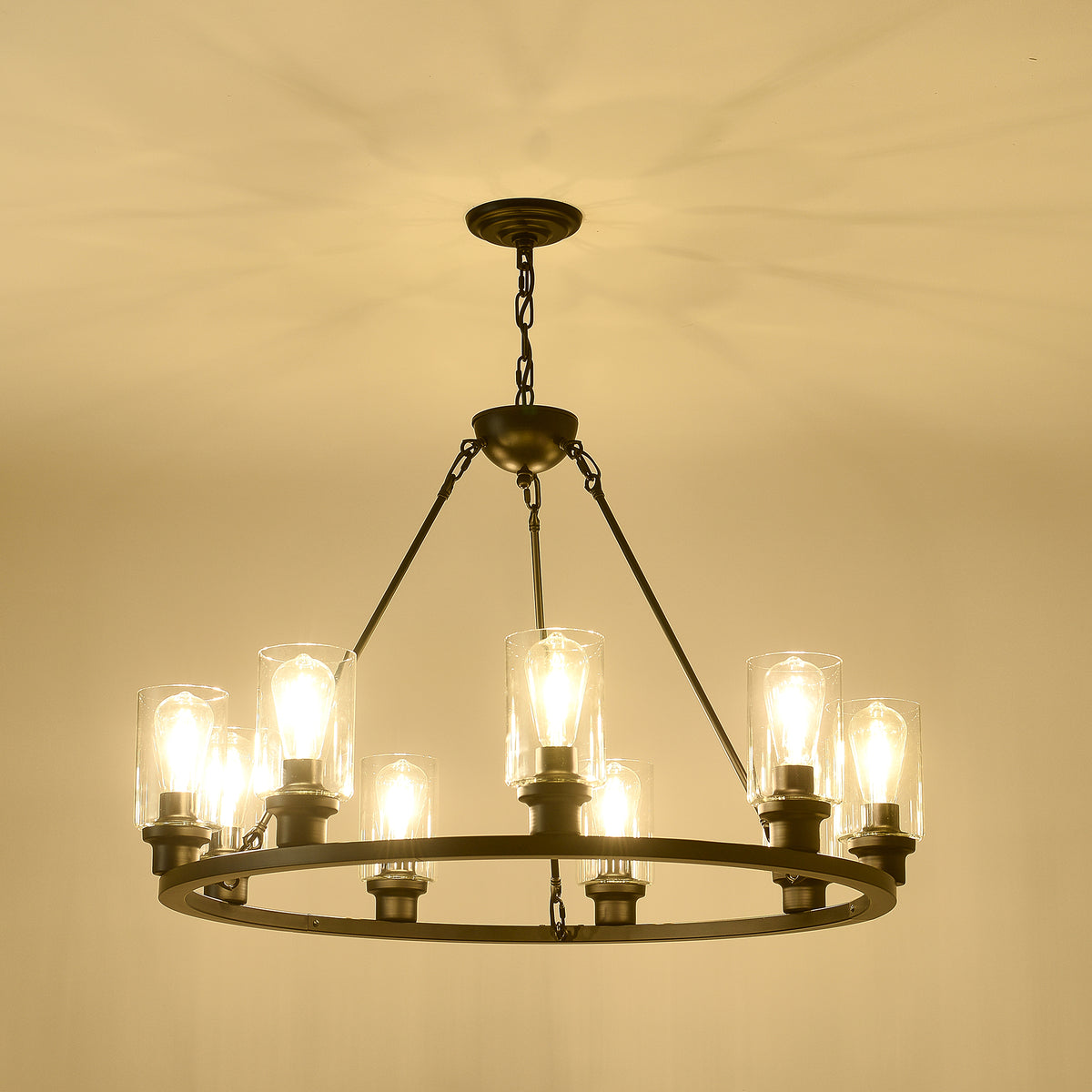 Matte Black chandelier — detail view