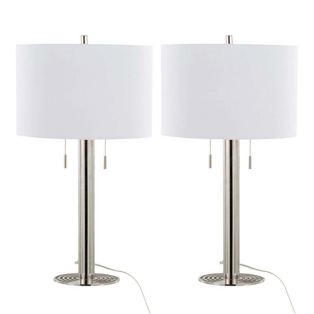 Nickel table lamp — detail view