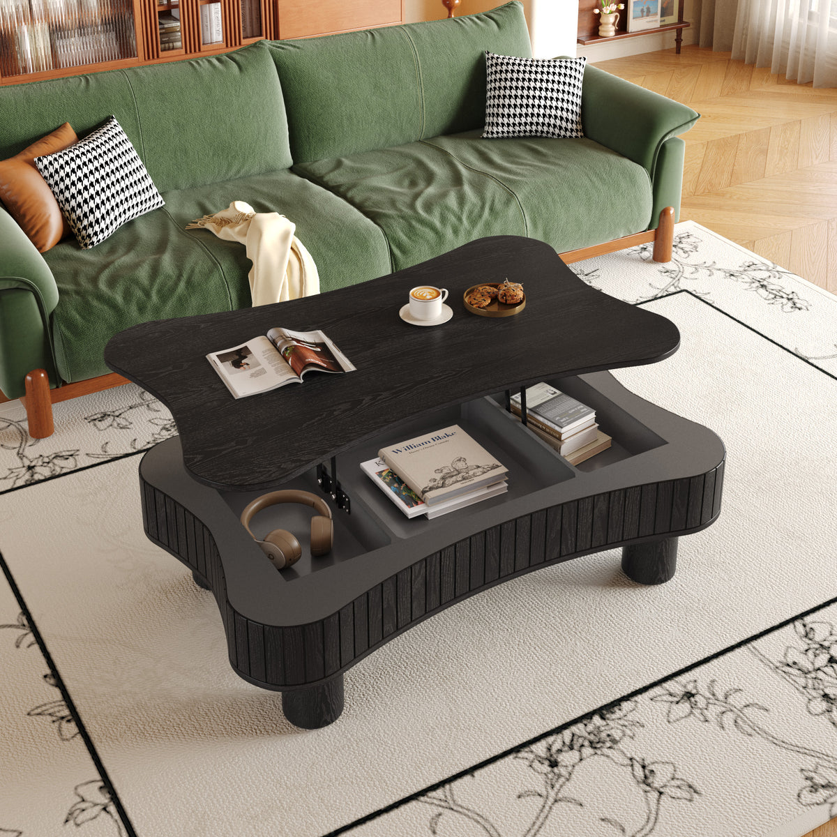 Black coffee table — alternate angle