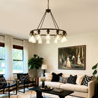 Matte Black chandelier — alternate angle