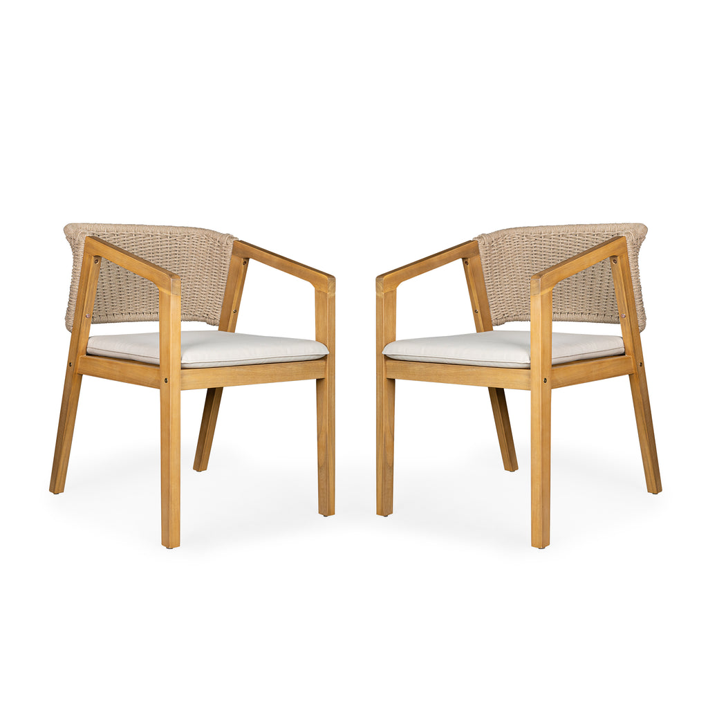 Cream outdoor chair — styled view